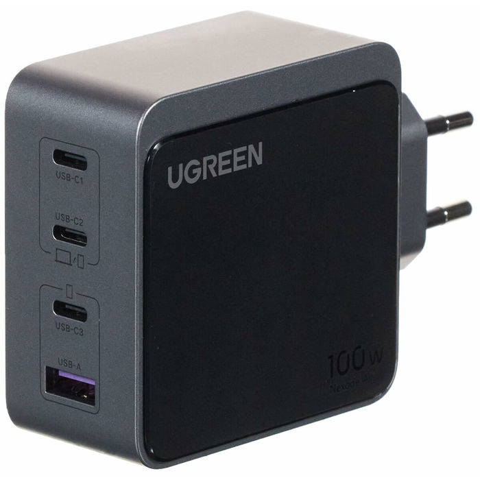 UGREEN Chargeur GaN Nexode S 100W, 4 Ports USB-C/USB-A, Charge Rapide PDM pour Ordinateur Portable, Téléphone, Tablette, Secteur, Gris