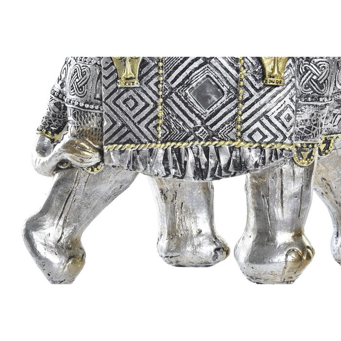 Figurine Décorative DKD Home Decor Eléphant Argenté Doré Résine (22,5 x 10,7 x 21,5 cm) (2 Unités)