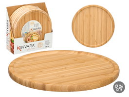 Kinvara Bandeau Rond en Bambou Naturel 26x26 cm (Set de 12)