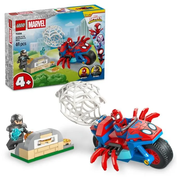Lego Marvel 11206 Spidey et ses Amis Extraordinaires, Set de Construction Spidey sur sa Moto contre Rhino, Jouet Super-Héros pour Enfants Dès 4 Ans Lego Marvel 11206 Spidey et ses Amis Extraordinaires, Set de Construction Spidey sur sa Moto contre Rhino, Jouet Super-Héros pour Enfants Dès 4 Ans