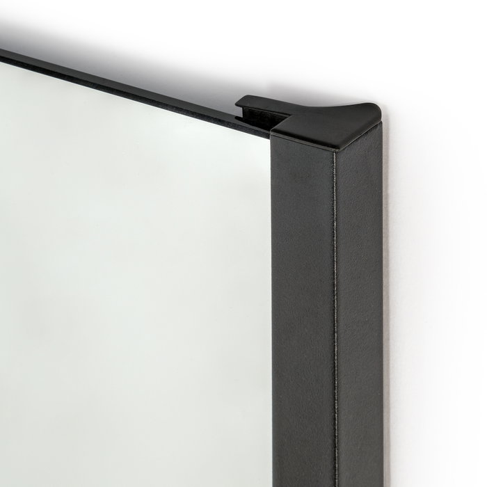 Emuca Miroir extractible pour l'intérieur de l'armoire, Peint en noir texturé, Acier et Plastique et Verre