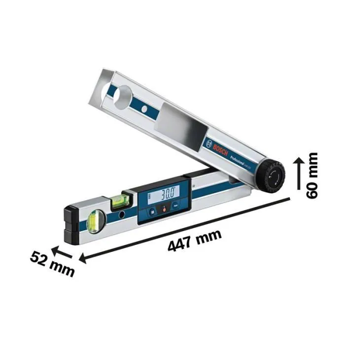 Bosch Professional Mesureur d'Angle GAM 220 - Gamme 0-220°, Précision ±0.1°, Longueur 40 cm, Alimentation 4 piles AA