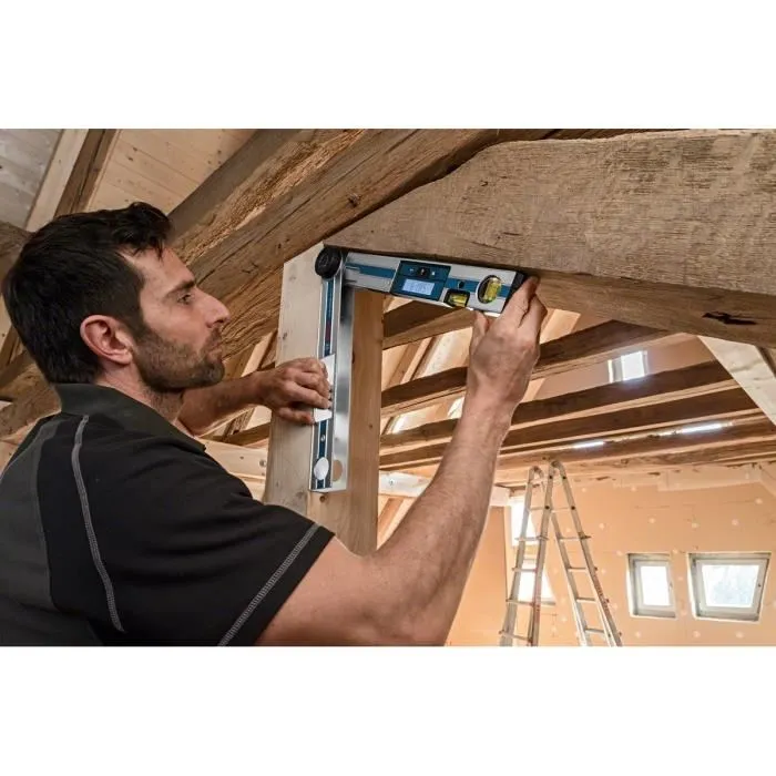 Bosch Professional Mesureur d'Angle GAM 220 - Gamme 0-220°, Précision ±0.1°, Longueur 40 cm, Alimentation 4 piles AA