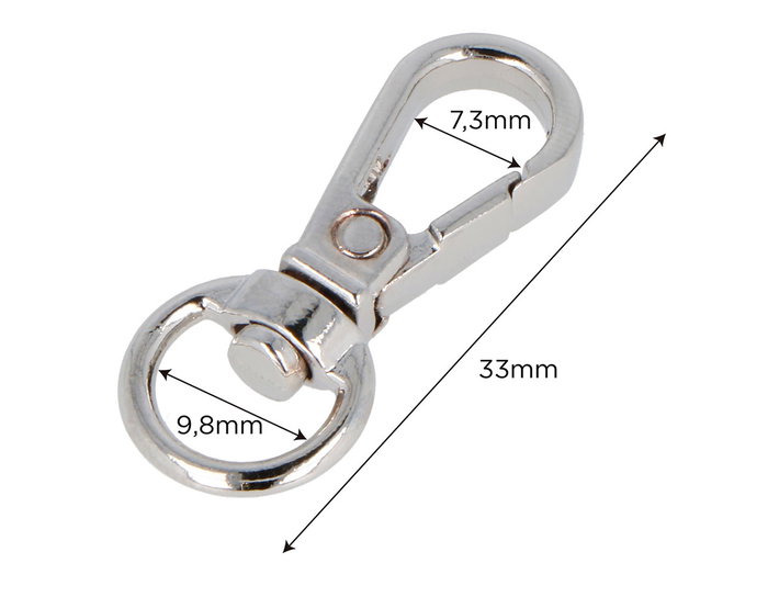 Innspiro Mousqueton à anneau rond en zamak finition nickel 9,8 mm, lot de 5