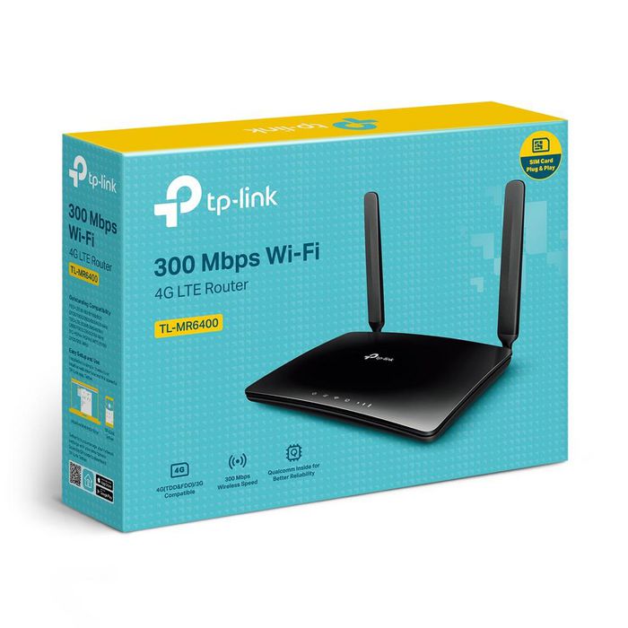 TP-Link TL-MR6400 Routeur 4G LTE avec Wi-Fi N 300 Mbps - Modem intégré, Partage de connexion pour 32 appareils, Plug & Play