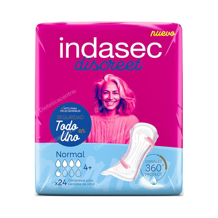 INDAS Indasec Discreet Normal B24 - Compresses hygiéniques, Lot de 6 unités (Promotion) INDAS Indasec Discreet Normal B24 - Compresses hygiéniques, Lot de 6 unités (Promotion)