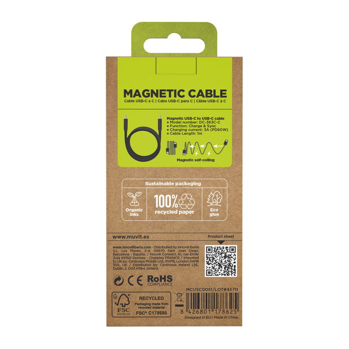 Câbles magnetiques Muvit DC-363C-C Noir 1 m