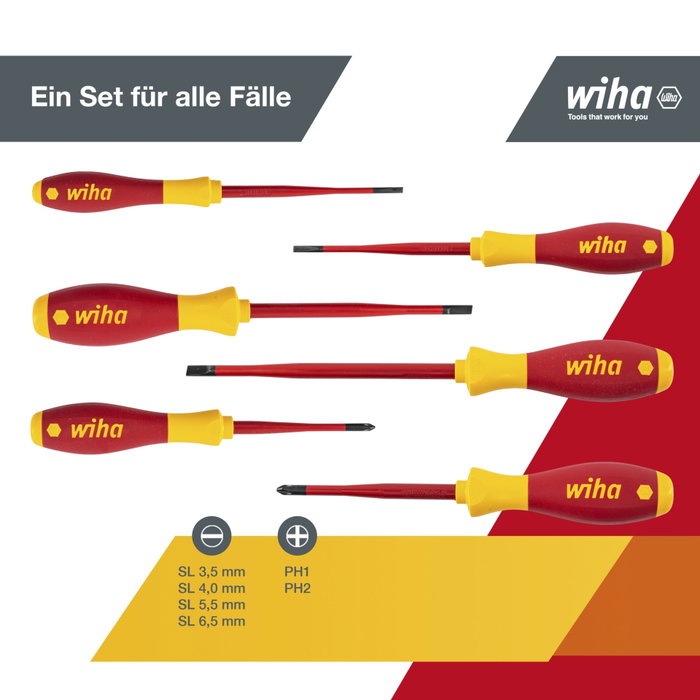 Wiha 3201K6 SoftFinish electric slimFix Set de 6 tournevis isolés