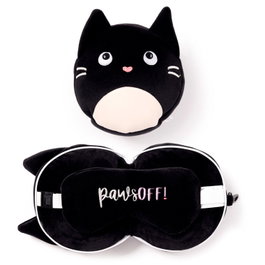 PUCKATOR Almohada viaje antifaz Gato Feline Fine Relaxeazzz