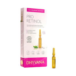 DHYVANA Pro Retinol 7 Ampoules Sérum Anti-Âge à l'Acide Hyaluronique et Bakuchiol, Certifié BIO