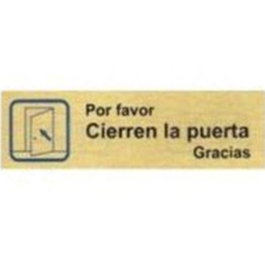 DUVER Plaque en Aluminium Or 150x45 mm - POR FAVOR CIERREN LA PUERTA GRACIAS