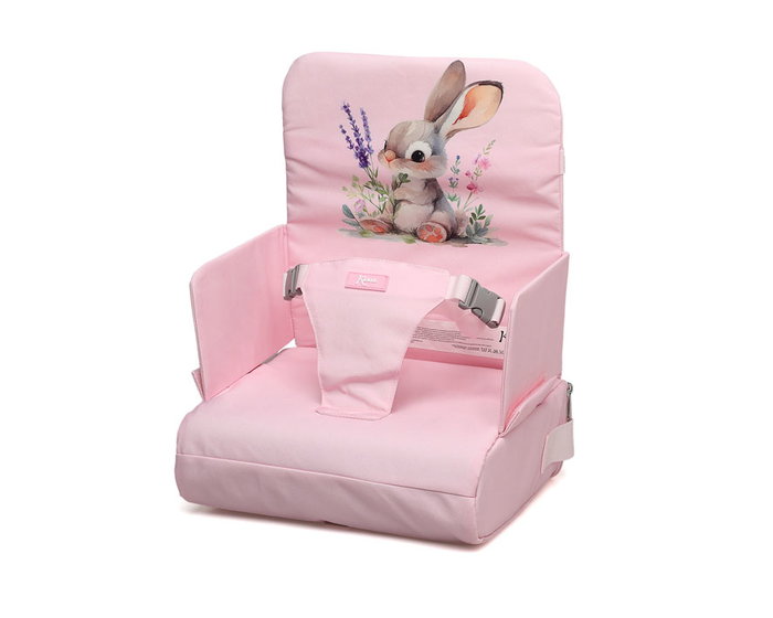KioKids Chaise haute de voyage pliable rose avec motif lapin pour bébé de 6 à 36 mois - Polyester - Collection Little Sauvages