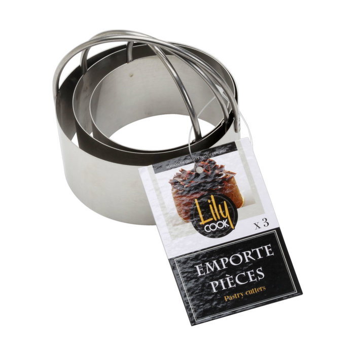 Lily Cook Lot de 3 Moules de Dressage ronds en Acier Inoxydable Lily Cook Lot de 3 Moules de Dressage ronds en Acier Inoxydable