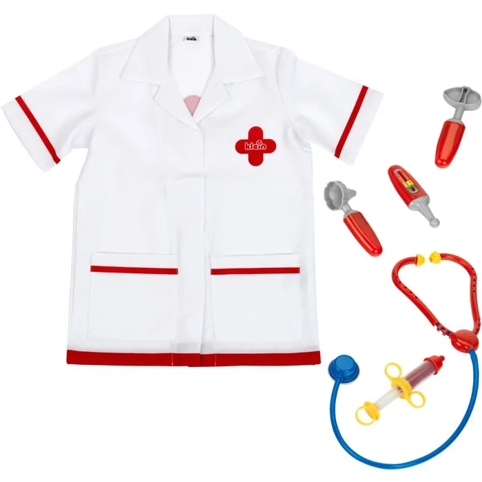 Klein 4341 - Déguisement de Docteur avec Accessoires (6 Pièces) - Blouse et Instruments Médicaux - Jouet d'Imitation pour Enfants Dès 3 Ans