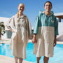 Jet Lag Poncho de Bain Vert/Beige