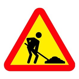 NMZ Panneau de signalisation routière Peligro obras, PVC, 50 x 50 cm