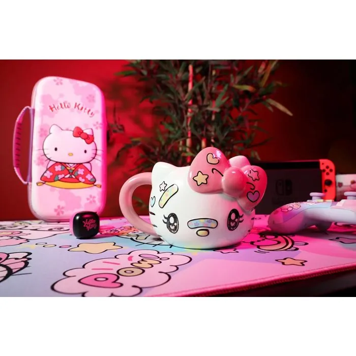 Konix Tasse en céramique Hello Kitty Mug 3D 500 ml Motif Kawaii Blanc et rose Licence officielle