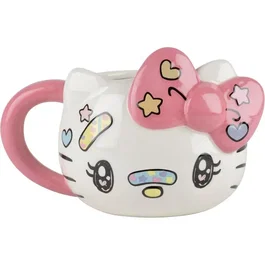 Konix Tasse en céramique Hello Kitty Mug 3D 500 ml Motif Kawaii Blanc et rose Licence officielle