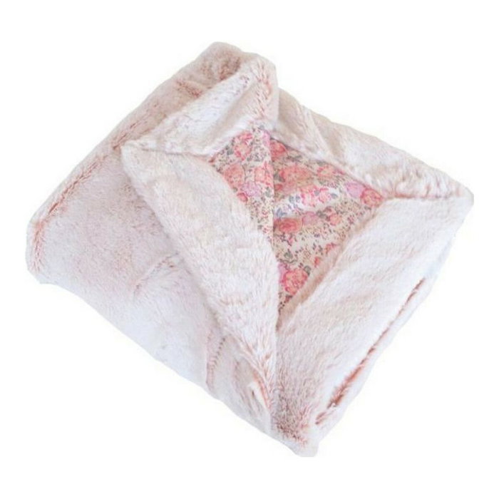 Domiva Couverture enfant en liberty et fausse fourrure - Rose - 75 x 100 cm Domiva Couverture enfant en liberty et fausse fourrure - Rose - 75 x 100 cm
