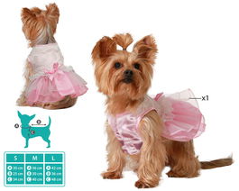 Déguisement pour Chien Princesse Rose avec Tutu Taille S - Costume pour Animal de Compagnie en Polyester