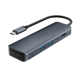 Hyper HD4003GL Hub USB-C 6-en-1 avec PD 100W, 4K 60Hz, Lecteur SD, Compatible ChromeOS