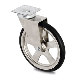 Q&Q Roue Pivotante avec Aro en Caoutchouc D105, Plastique Chrome, Max. 10Kg, Plaque 50x50, H121