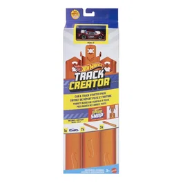 Mattel JDW43 Kit de démarrage Track Creator Hot Wheels orange pour enfant dès 3 ans avec 3m de circuit et voiture 1/64