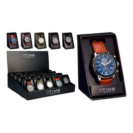 Basics Montre bracelet homme boîte cadeau - boîtier alliage et boucle acier inoxydable, pile incluse, présentoir 20 pièces