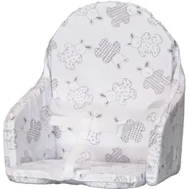 Bambisol Coussin de chaise enfant avec sangles - Motif lapin argenté - Mousse polyuréthane - Revêtement plastifié facile d'entretien