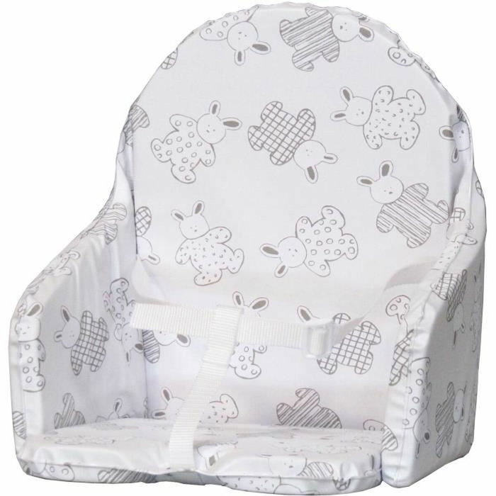 Bambisol Coussin de chaise avec sangles - Motif Lapin argenté Bambisol Coussin de chaise avec sangles - Motif Lapin argenté