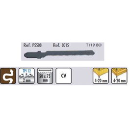 CMT Lame de scie sauteuse 5508 T119BO pour coupes courbes dans bois et plastique