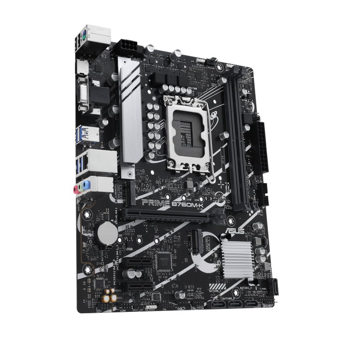 Asus Prime B760M-K Carte Mère micro ATX Socket LGA 1700 Intel B760 DDR5 2xDIMM 96Go Max 8000MHz 2.5GbE HDMI VGA M.2 SATA III RAID