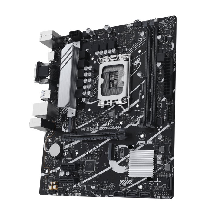 Asus Prime B760M-K Carte Mère micro ATX Socket LGA 1700 Intel B760 DDR5 2xDIMM 96Go Max 8000MHz 2.5GbE HDMI VGA M.2 SATA III RAID