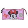 Karactermania Coffret de voyage triple Minnie Mouse Journey - 23 x 8 x 11 cm - Trousse à crayons pliable 3 compartiments zippé - Rose