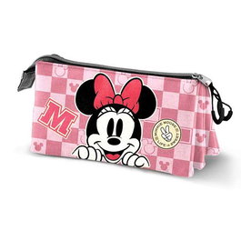 Karactermania Coffret de voyage triple Minnie Mouse Journey - 23 x 8 x 11 cm - Trousse à crayons pliable 3 compartiments zippé - Rose