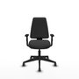 Chaise Elche Asynchrone Cuir écologique Gris foncé Base pyramidale noire Accoudoir 1D Sans appui-tête Roulettes 65mm pour moquette