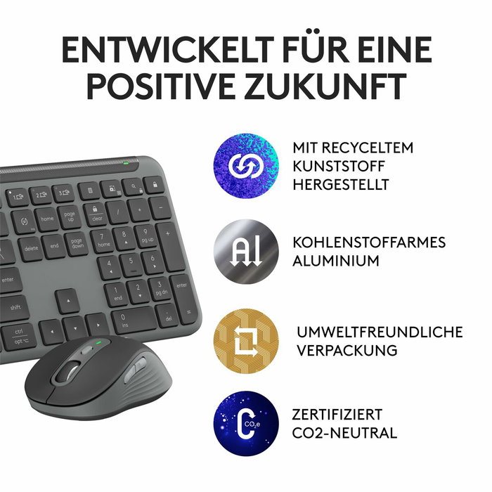 Logitech Signature Slim MK950 pour Business - Ensemble clavier et souris sans fil Graphite QWERTZ Allemand