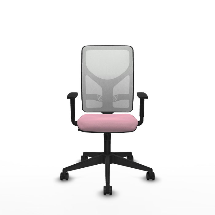 Chaise Motilla Synchro 3 positions tissu Rose Maille Blanc Base pyramidale noire Accoudoir 1D Sans appui-tête Roulettes 65mm nylon Chaise Motilla Synchro 3 positions tissu Rose Maille Blanc Base pyramidale noire Accoudoir 1D Sans appui-tête Roulettes 65mm nylon