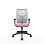 Chaise Motilla Synchro 3 positions tissu Rose Maille Blanc Base pyramidale noire Accoudoir 1D Sans appui-tête Roulettes 65mm nylon