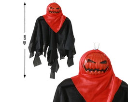 Atosa Figure de monstre avec tête de citrouille rouge et cape noire 40 cm