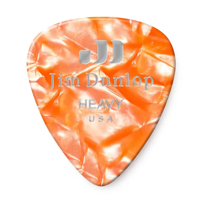 Dunlop Pack 12 Picks Genuine Celluloid Orange Perlé Heavy