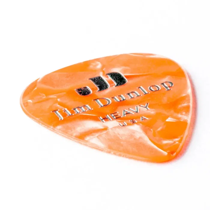 Dunlop Pack 12 Picks Genuine Celluloid Orange Perlé Heavy