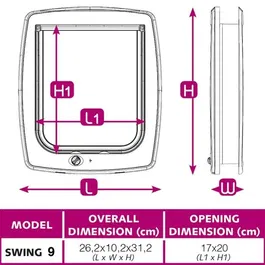 Ferplast Chatière Swing - Plastique pour chat et chien - 4 positions - Dimensions 26.2 x 10.2 x 31.2 cm - Marron - Usage extérieur