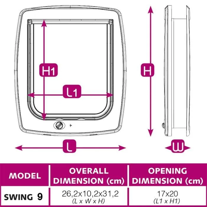 Ferplast Chatière Swing - Plastique pour chat et chien - 4 positions - Dimensions 26.2 x 10.2 x 31.2 cm - Marron - Usage extérieur