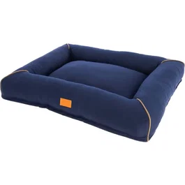 Kerbl Corbeille Jerome 75 × 60 × 10 cm Bleu foncé / Cognac pour chien moyen