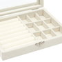 Home Deco Factory Boîte à bijoux en bois blanc avec couvercle en verre