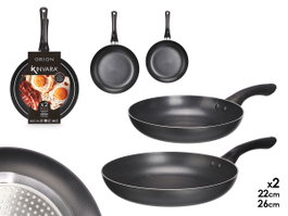 KINVARA Set de 2 poêles en aluminium noir