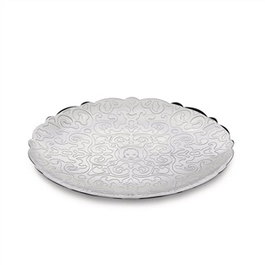 Alessi MW07/26 Plateau rond en acier inoxydable 18/10 avec bord relevé, 26 cm, design Marcel Wanders pour cuisine et service