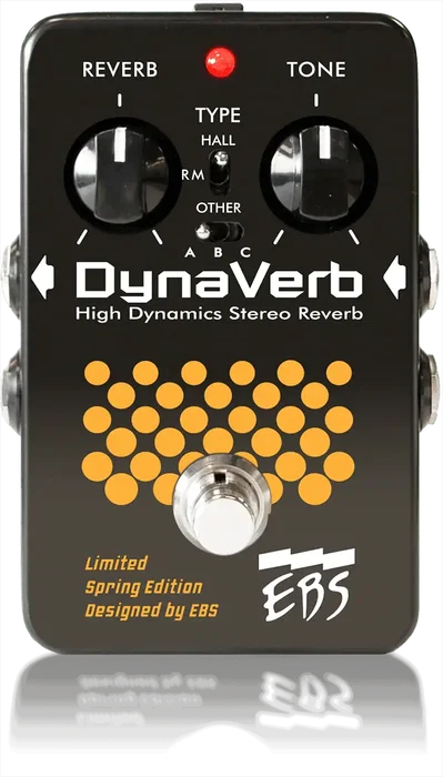 EBS Pedal Fx Bass Dynaverb Limited Spring Edition - Pédale de réverbération stéréo pour basse avec effets Spring, Gated et Reverse