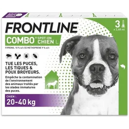 Frontline Combo chien - Anti-puces anti-tiques - 20-40kg - 3 pipettes